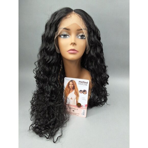 Antonella Wig #1B Off Black Long Wavy Melted Hairline Synthetic Lace Front - Picture 1 of 10